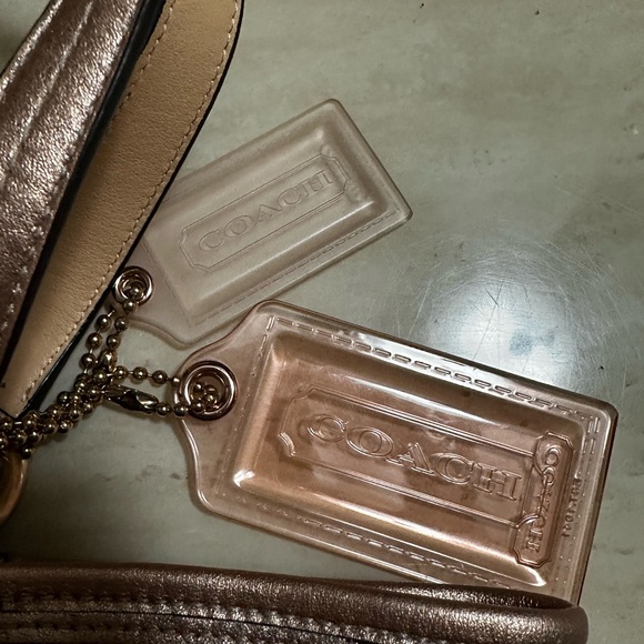 AUTHENTIC COACH 17031 beaded AUDREY CORAL CANVAS TOTE PURSE BAG CREAM PINK - Picture 4 of 7